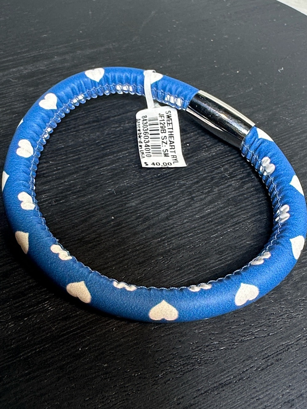 Brighton charm bracelet silver with blue & white heats New!